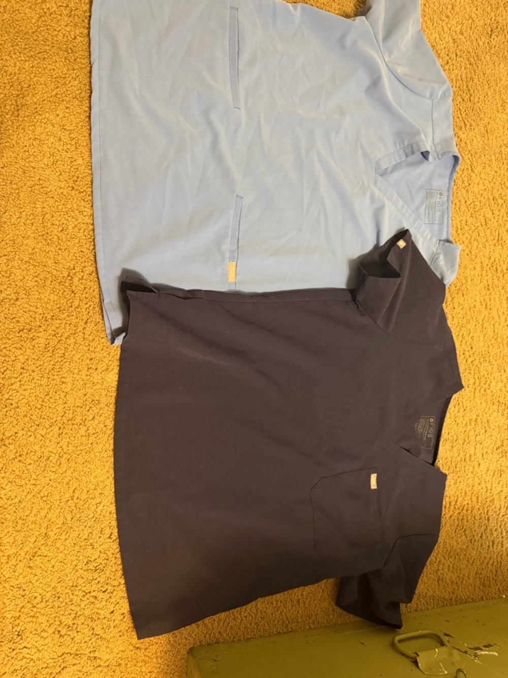 Figs Scrub Tops in Light Blue and Navy